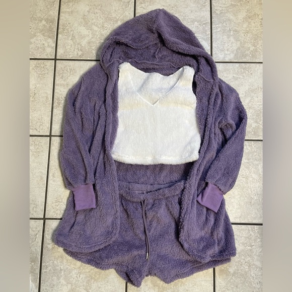 Fuzzy Purple Pajama 3 pc Set Size Small - Picture 4 of 7